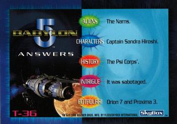1996 SkyBox Babylon 5 - Trivia #T-36 Trivia Card 36 Back