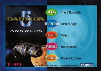 1996 SkyBox Babylon 5 - Trivia #T-39 Trivia Card 39 Back