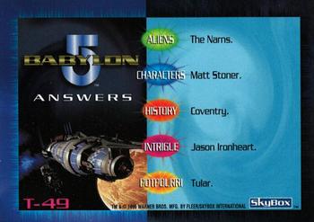 1996 SkyBox Babylon 5 - Trivia #T-49 Trivia Card 49 Back