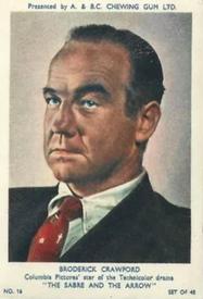 1953 A&BC Film Stars Series 1 #16 Broderick Crawford Front
