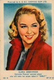1953 A&BC Film Stars Series 1 #18 Gloria Greenwood Front