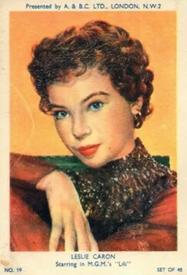 1953 A&BC Film Stars Series 1 #19 Leslie Caron Front