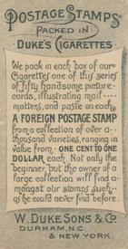 1889 Duke's Cigarettes Postage Stamps (N85) #NNO Dear Sir Back