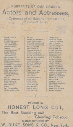 1889 Duke's Actors and Actresses (N94) #NNO Rose Coghlan / Lester Wallack / Marie Burroughs Back