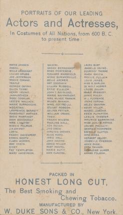 1889 Duke's Actors and Actresses (N94) #NNO Lilian Grubb / Joe  Jefferson /  Theo Back