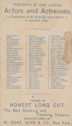 1889 Duke's Actors and Actresses (N94) #NNO Agnes Miller / Herbert Kelsey / Laura Burt Back