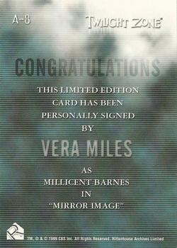 1999 Rittenhouse Twilight Zone Series 1 - Autographs #A08 Vera Miles Back