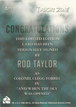 1999 Rittenhouse Twilight Zone Series 1 - Autographs #A09 Rod Taylor Back