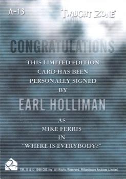 1999 Rittenhouse Twilight Zone Series 1 - Autographs #A13 Earl Holliman Back