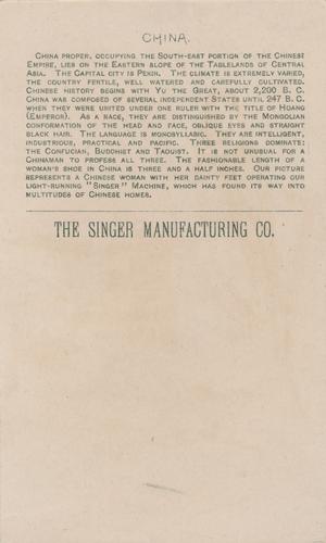 1892 Singer Sewing Costumes of All Nations (H639) #NNO China Back