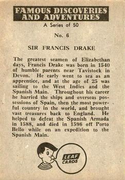 1961 Leaf Famous Discoveries & Adventures #6 Sir Francis Drake Back