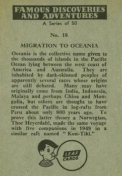1961 Leaf Famous Discoveries & Adventures #16 Migration To Oceania Back