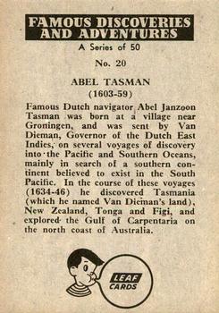 1961 Leaf Famous Discoveries & Adventures #20 Abel Tasman Back
