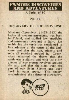 1961 Leaf Famous Discoveries & Adventures #46 Discovery Of The Universe Back