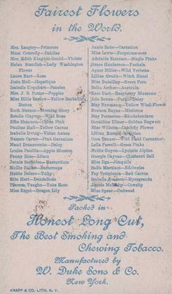 1888 W. Duke, Sons & Co. Fairest Flowers in the World (N106) #NNO Daisy / Maud Branscombe Back