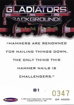1996 Tempo Gladiators - Gladiator Backgrounds #B1 Hammer Back