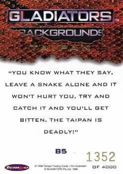 1996 Tempo Gladiators - Gladiator Backgrounds #B5 Taipan Back