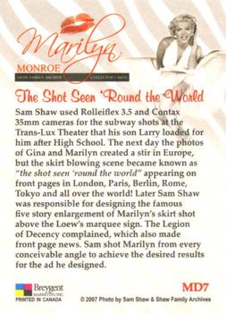 2008 Breygent Marilyn Monroe - The Shot Seen 'Round the World #MD7 Sam Shaw used Rolleiflex 3.5 and Contax 35mm Back