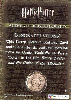 2007 ArtBox Harry Potter & the Order of the Phoenix Update - Costumes #C1 Harry Potter Back