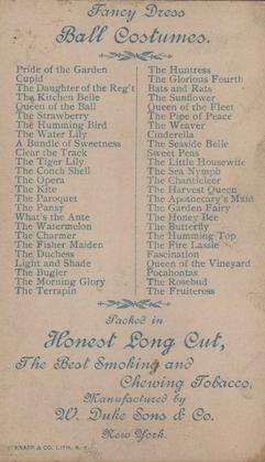 1889 W. Duke, Sons & Co. Fancy Dress Ball Costumes (N107) #NNO A Bundle Of Sweetness Back