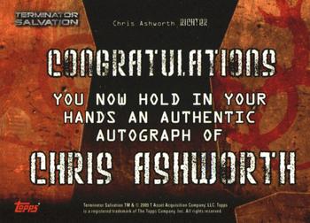 2009 Topps Terminator Salvation - Autographs #NNO Chris Ashworth Back