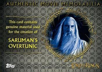 2003 Topps Lord of the Rings: The Two Towers Update - Memorabilia Cards #NNO Saruman's Overtunic Back