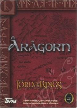 2003 Topps Lord of the Rings: The Two Towers Update - Card Album - UK Exclusive #C3 Aragorn Back