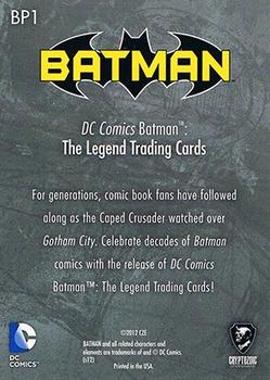 2013 Cryptozoic DC Comics Batman: The Legend - Promo #BP1 Gotham City Back