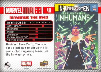 2017 Upper Deck Marvel Annual #40 Maximus the Mad Back