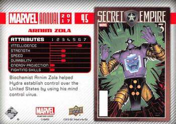 2017 Upper Deck Marvel Annual #45 Arnim Zola Back