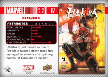 2017 Upper Deck Marvel Annual #87 Elektra Back