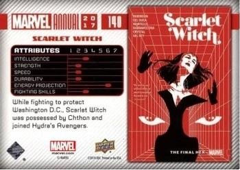 2017 Upper Deck Marvel Annual #140 Scarlet Witch Back