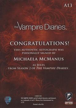 2013 Cryptozoic The Vampire Diaries Season 2 - Autographs #A13 Michaela McManus Back
