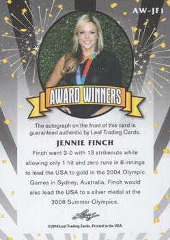 2014 Leaf Pop Century - Award Winners Silver #AW-JF1 Jennie Finch Back