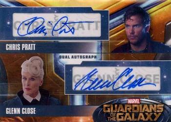 2014 Upper Deck Guardians of the Galaxy - Actor Autographs Dual #PC Chris Pratt / Glenn Close Front