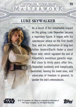 2018 Topps Star Wars Masterwork #72 Luke Skywalker Back
