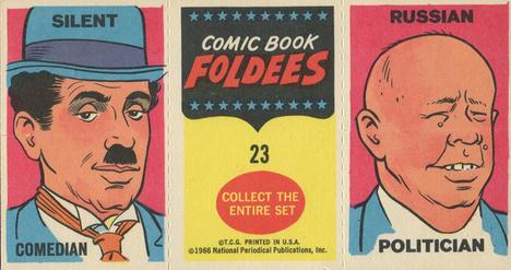 1966 Topps Comic Book Foldees #23 Adventurous Supergirl / Silent Comedian / Russian Politician Back