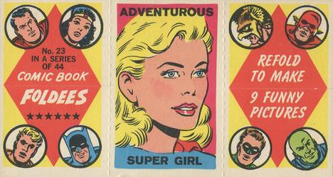 1966 Topps Comic Book Foldees #23 Adventurous Supergirl / Silent Comedian / Russian Politician Front