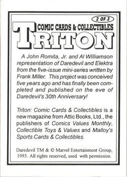 1993 Triton Comics & Cards Daredevil Promos #2 John Romita Jr. / Al Williamson Back