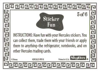 1997 Skybox Disney Hercules - Stickers #5 You're Toast Back