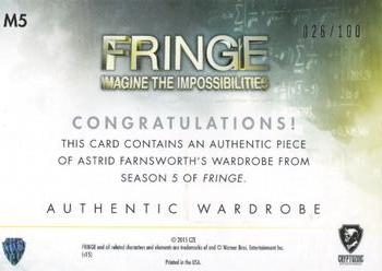 2016 Cryptozoic Fringe Season 5 - Wardrobe #M5 Astrid Farnsworth Back
