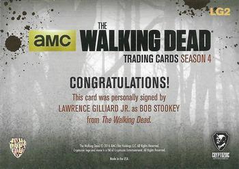 2016 Cryptozoic The Walking Dead Season 4: Part 2 - Autographs Black Foil #LG2 Lawrence Gilliard Jr. Back