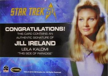 2016 Rittenhouse Star Trek The Original Series 50th Anniversary - Cut Signatures #NNO Jill Ireland Back