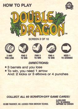 1989 O-Pee-Chee Nintendo - Double Dragon Scratch-Offs (Series One) #2 D.D. Screen 2 Back