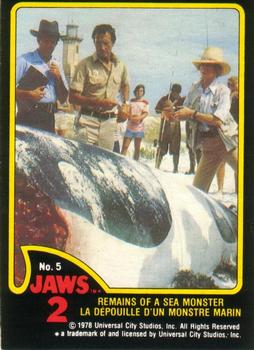 1978 O-Pee-Chee Jaws 2 #5 Remains of a Sea Monster Front