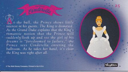 1995 SkyBox Cinderella Limited Edition #25 At the ball, the Prince shows little interest Back