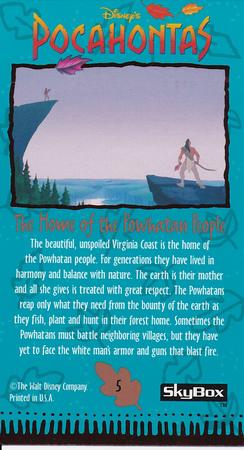 1995 SkyBox Pocahontas Limited Edition Widevision Set #5 The Home of the Powhatan People Back