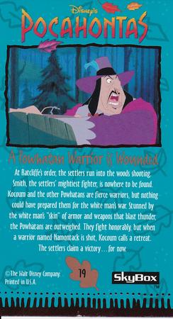 1995 SkyBox Pocahontas Limited Edition Widevision Set #19 A Powhatan Warrior is Wounded Back
