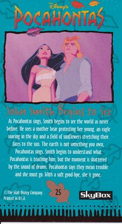 1995 SkyBox Pocahontas Limited Edition Widevision Set #25 John Smith Begins to See Back