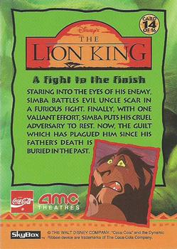 1994 SkyBox The Lion King Series 1 & 2 - Coca-Cola / AMC Theater #14 A Fight to the Finish Back